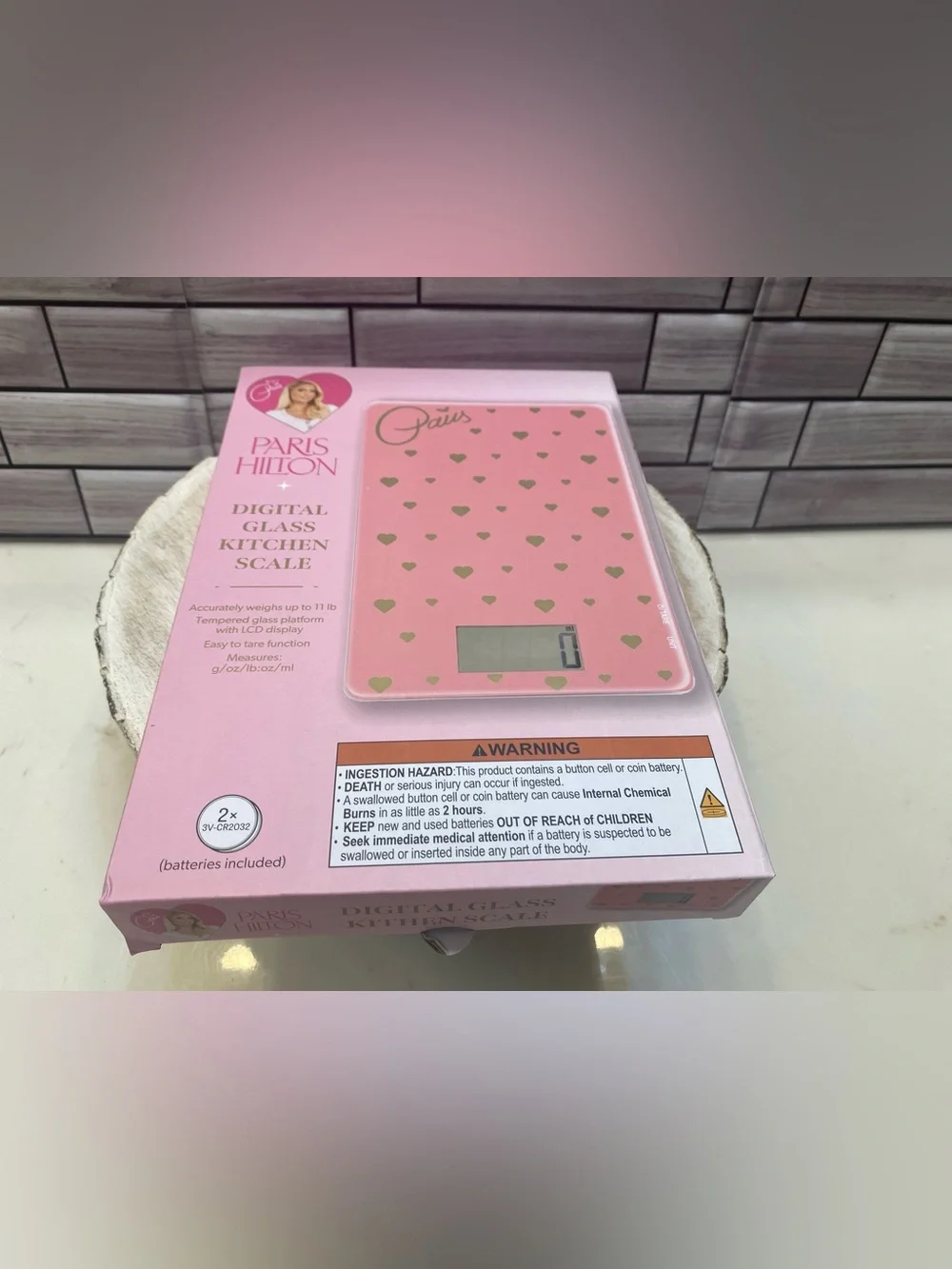 Paris Hilton ❤️Digital Glass Kitchen Scale Gold heart NIB